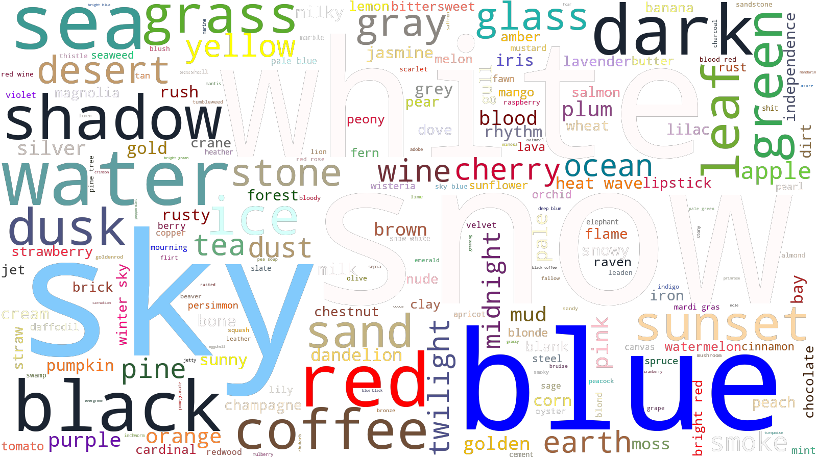 Color palette word cloud